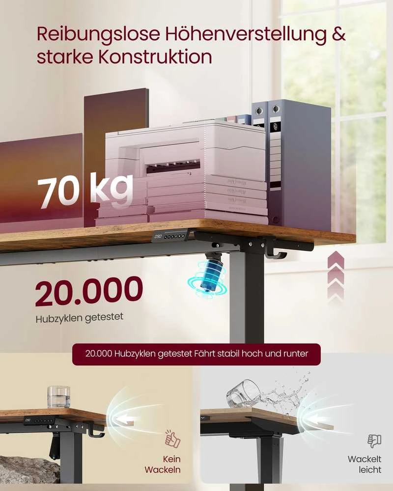 Songmics Reguliuojamo aukščio stalas 120 × 60 × 72–120 cm