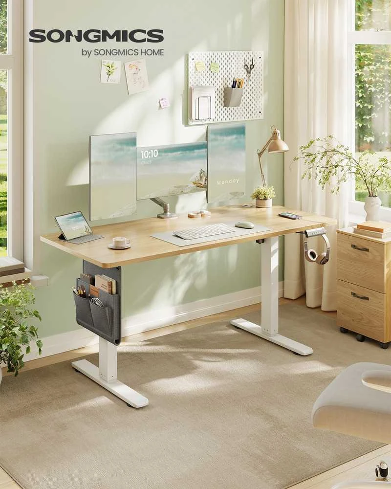 Songmics Reguliuojamo aukščio stalas 140 x 60 x (72–120) cm