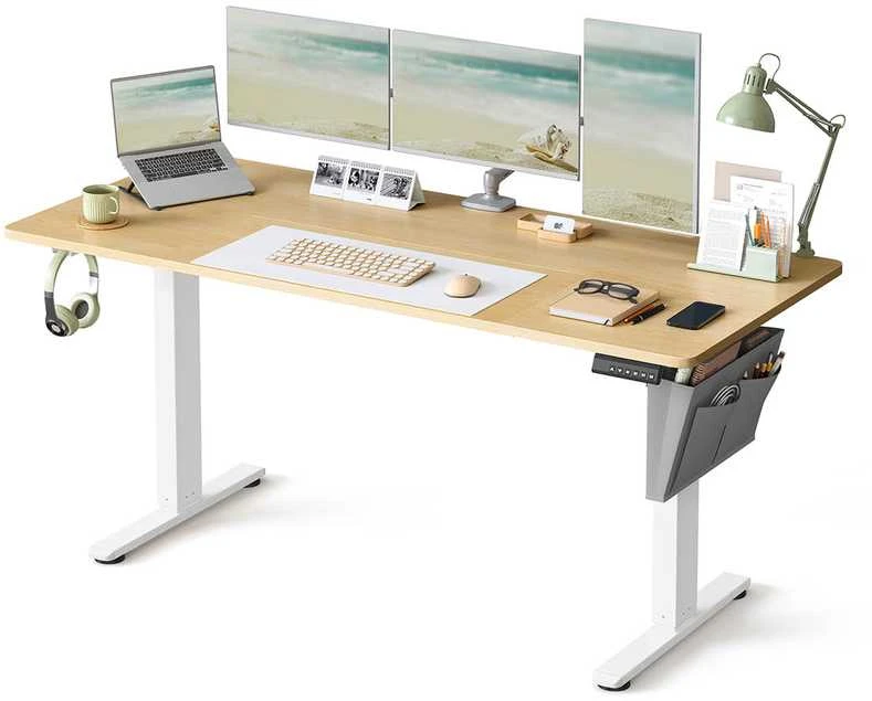 Songmics Reguliuojamo aukščio elektrinis stalas 160 x 70 cm auksinio ąžuolo spalvos