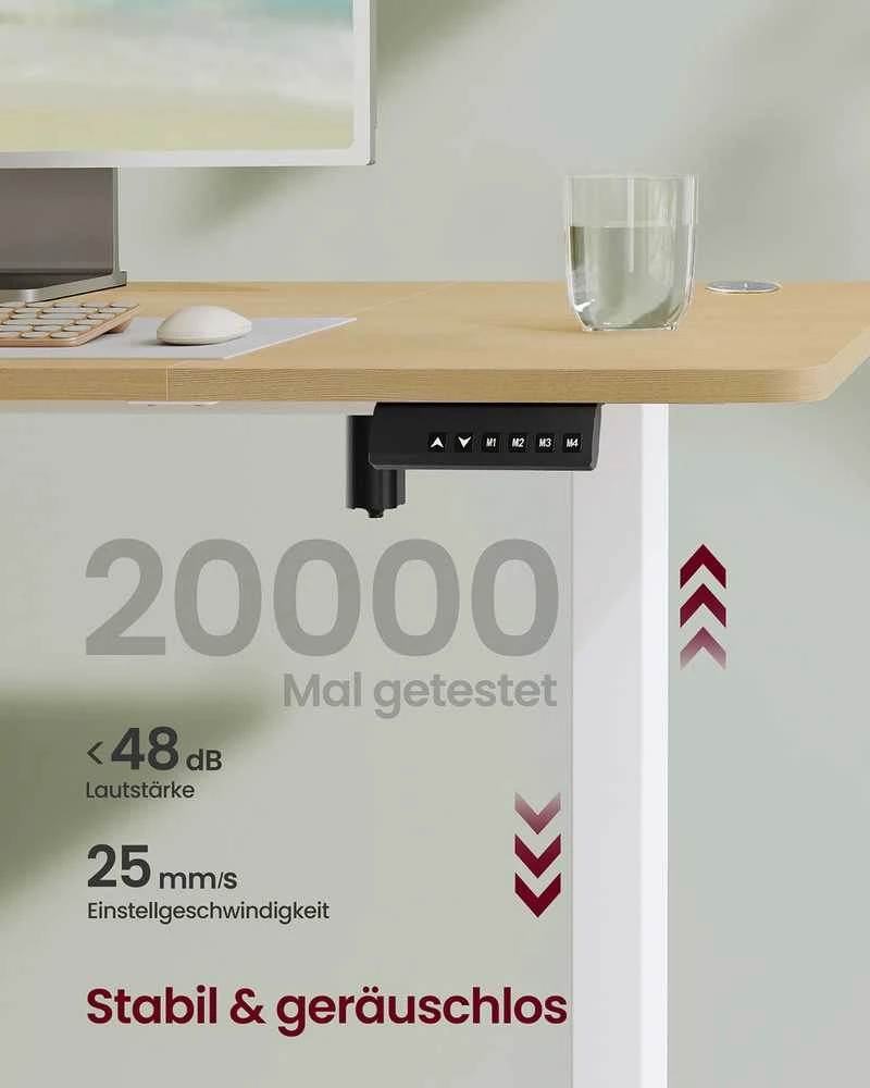 Songmics Reguliuojamo aukščio elektrinis stalas 160 x 70 cm auksinio ąžuolo spalvos