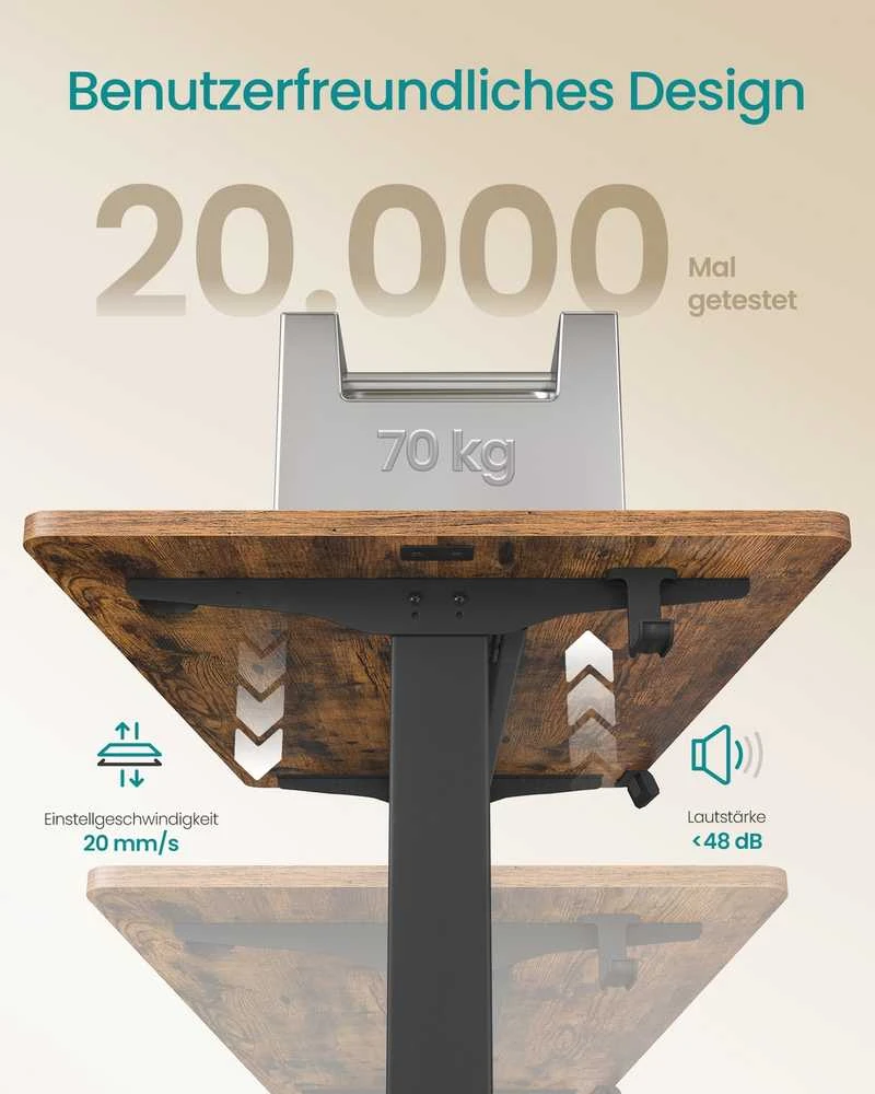Songmics Reguliuojamo aukščio stalas 100 x 60 x 72-120cm