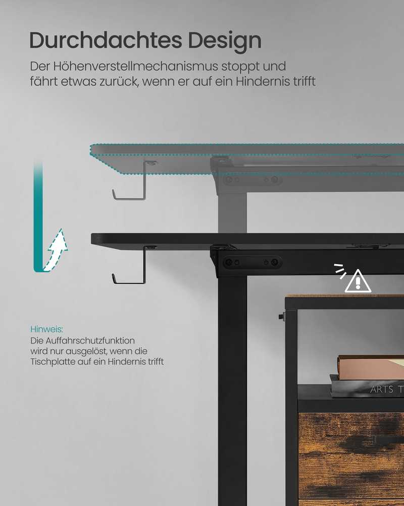 Songmics Reguliuojamo aukščio stalas 60 x 140 x (72–120) cm