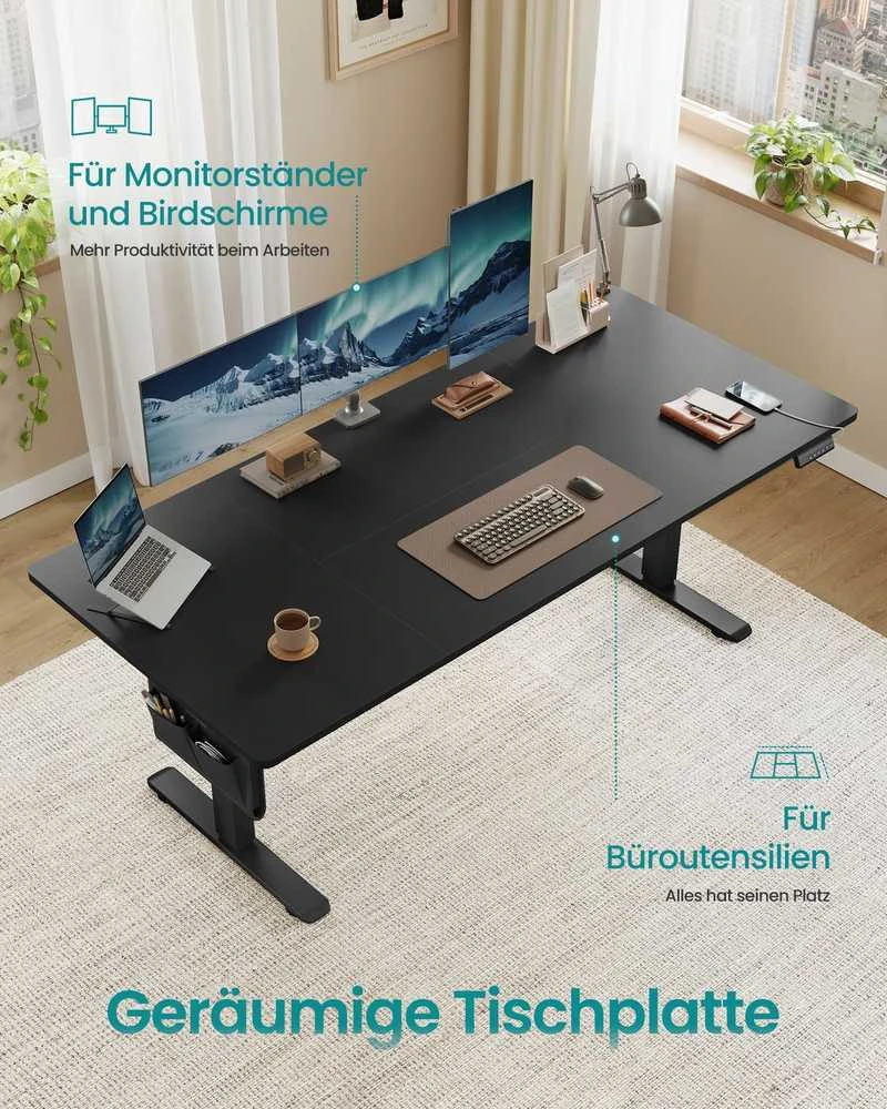 Songmics Reguliuojamo aukščio stalas 180 × 80 x 72-120cm