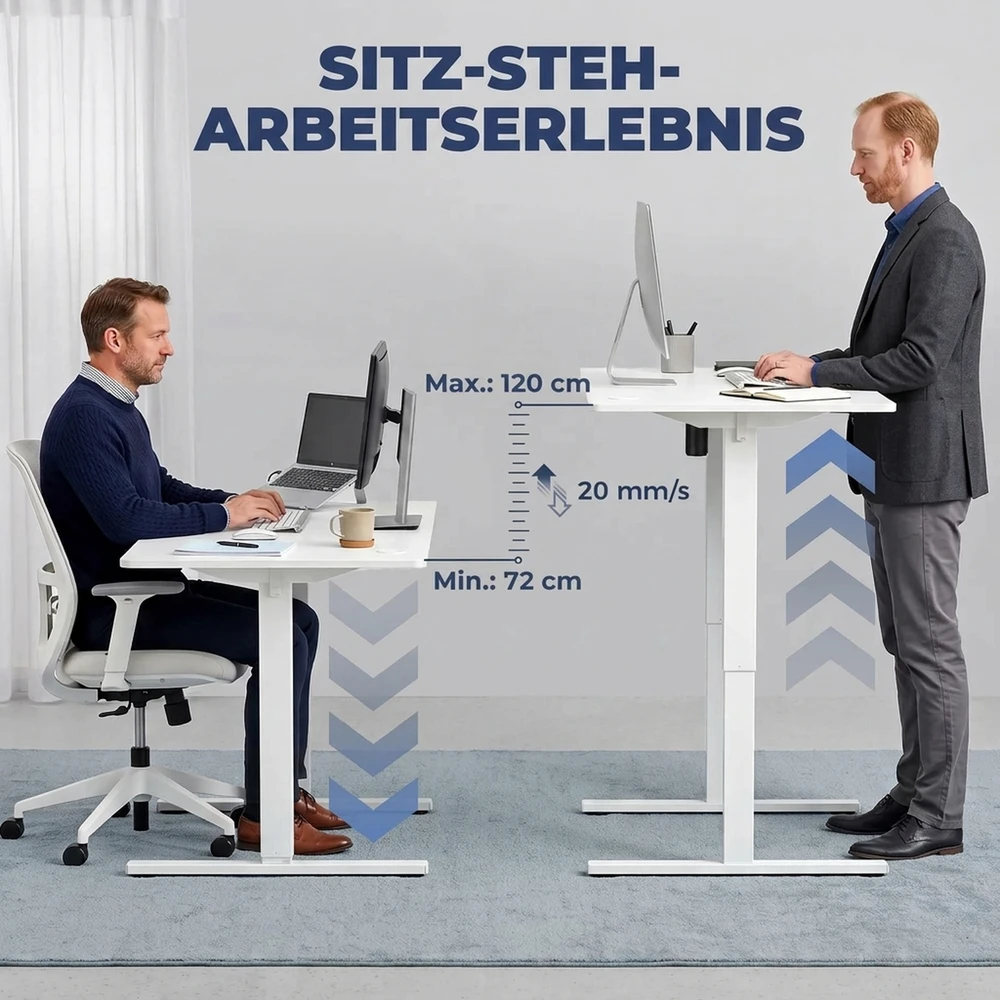 Elektrinis reguliuojamo aukščio rašomasis stalas, 140 x 70 x 72–120 cm