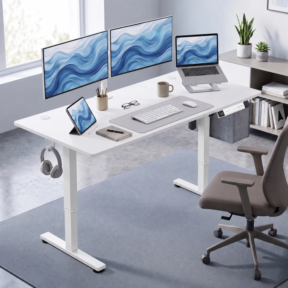 Elektrinis reguliuojamo aukščio rašomasis stalas, 140 x 70 x 72–120 cm