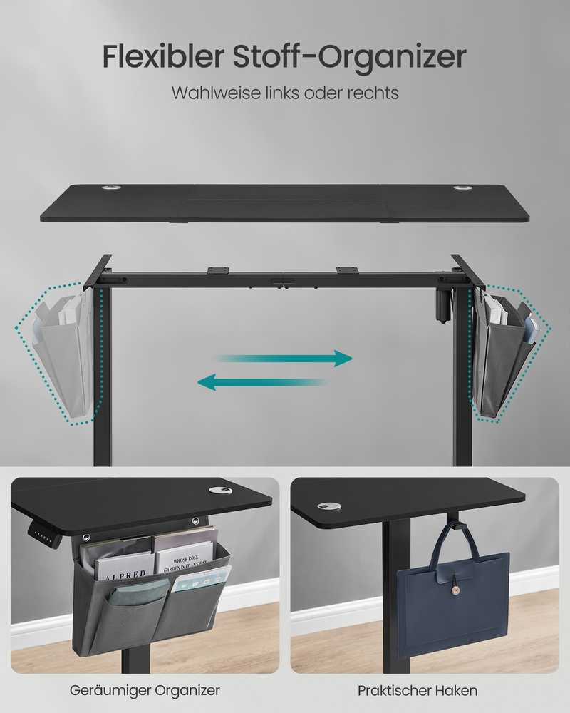 Songmics Reguliuojamo aukščio stalas 60 x 140 x (72–120) cm