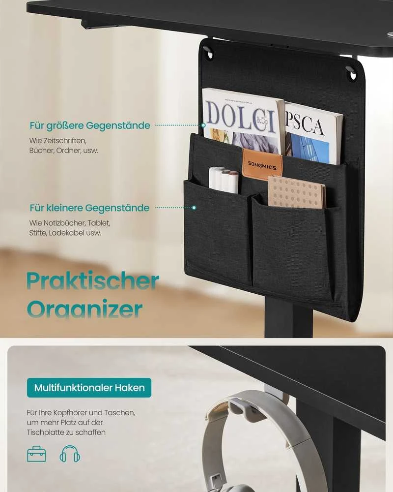 Songmics Reguliuojamo aukščio stalas 180 × 80 x 72-120cm
