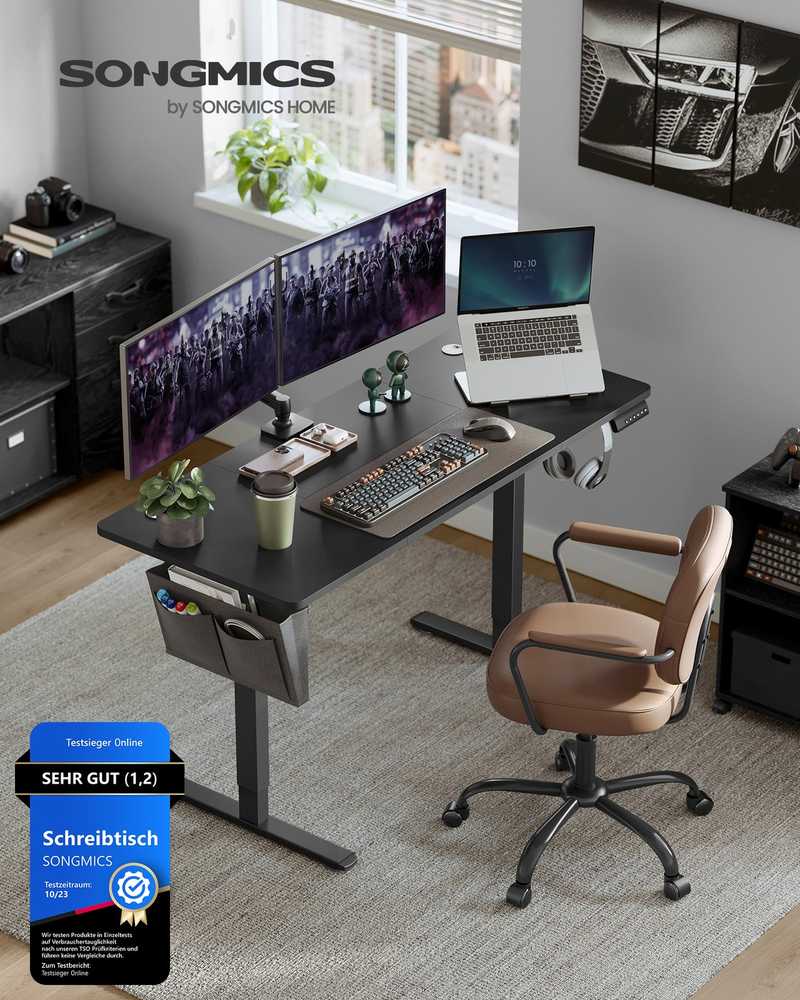 Songmics Reguliuojamo aukščio stalas 60 x 140 x (72–120) cm