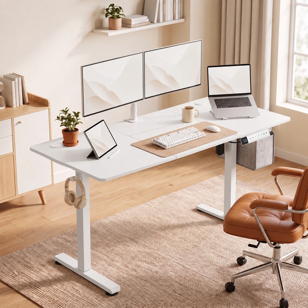 Elektrinis reguliuojamo aukščio rašomasis stalas, 140 x 70 x 72–120 cm