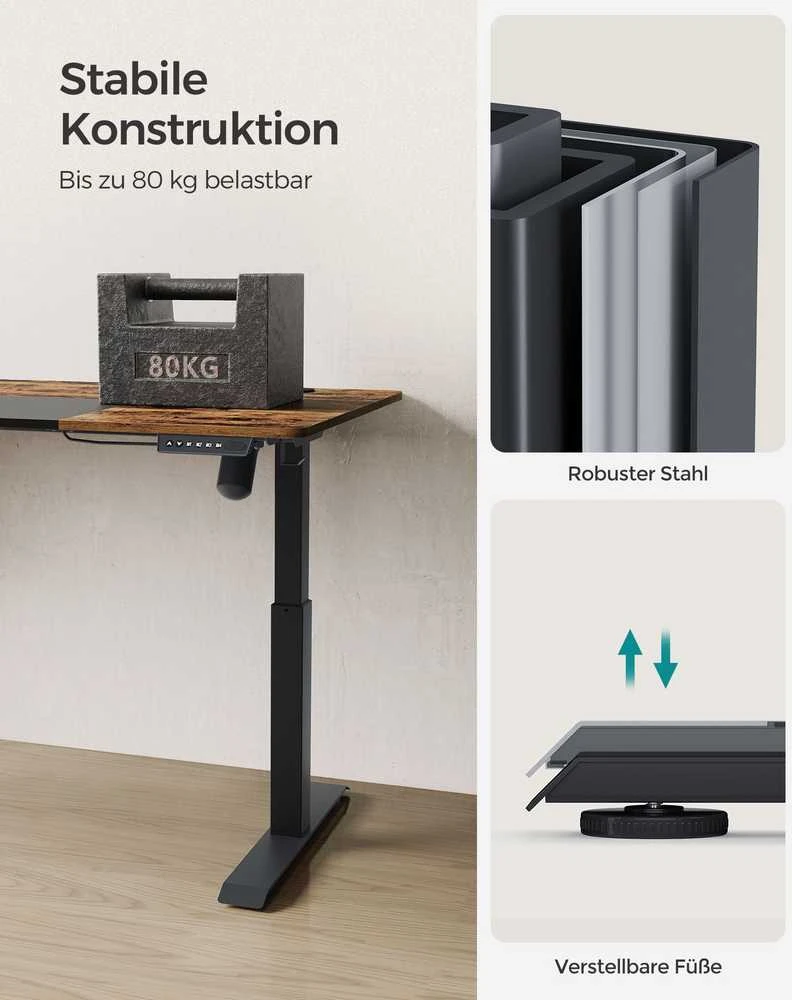 Songmics Reguliuojamo aukščio rašomasis stalas elektrinis pastelinės geltonos spalvos baltas pagrindas