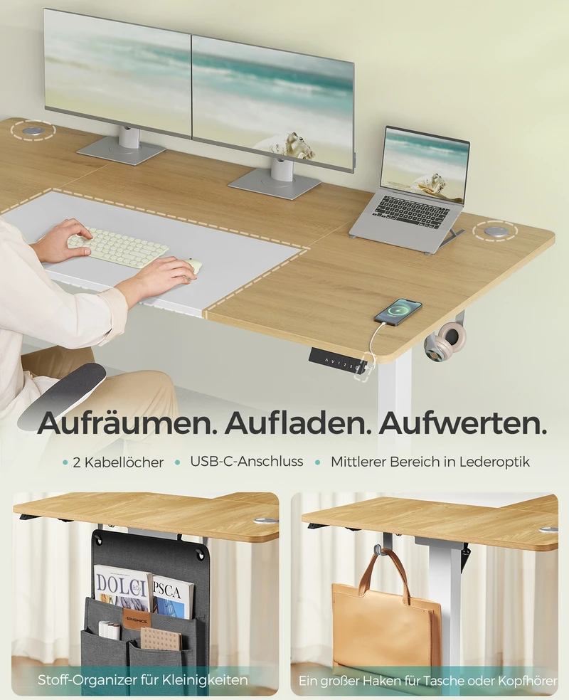 Songmics Elektrinis aukščio reguliuojamas stalas 180 x 80 cm