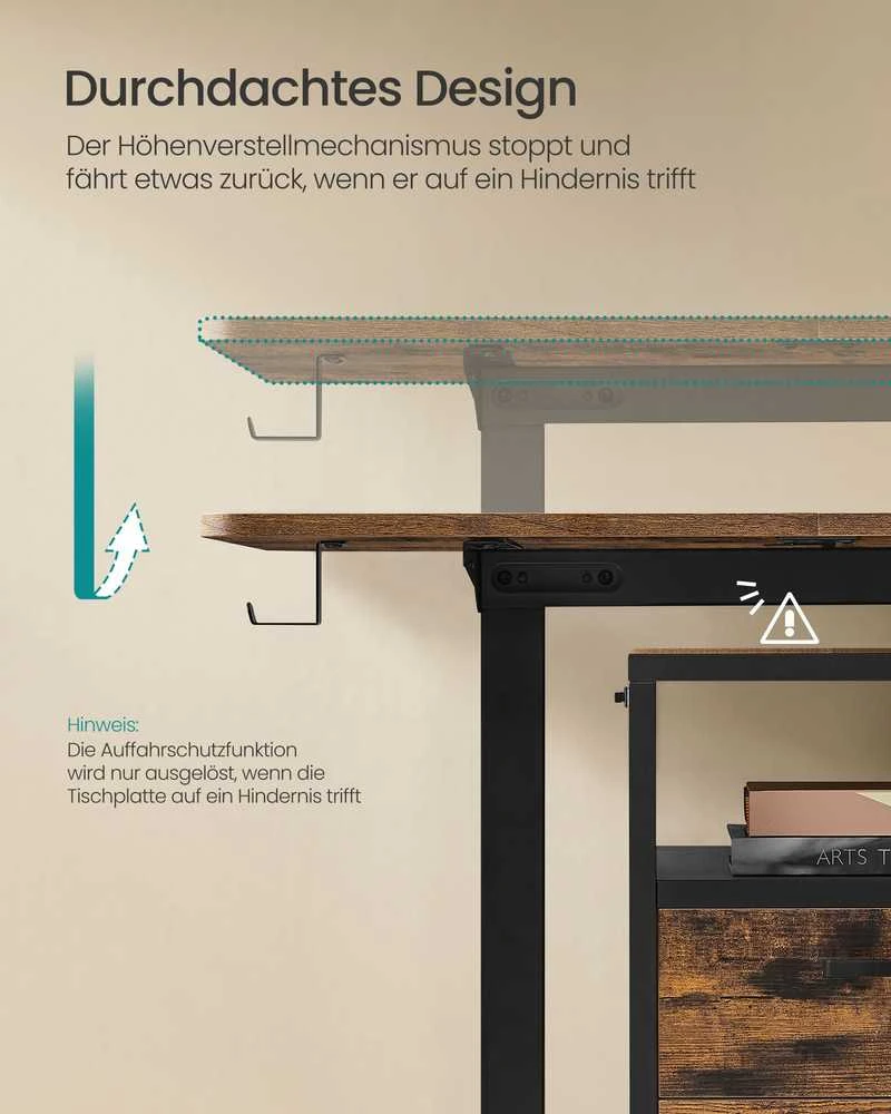 Songmics Reguliuojamo aukščio stalas 60 x 140 x (72–120) cm