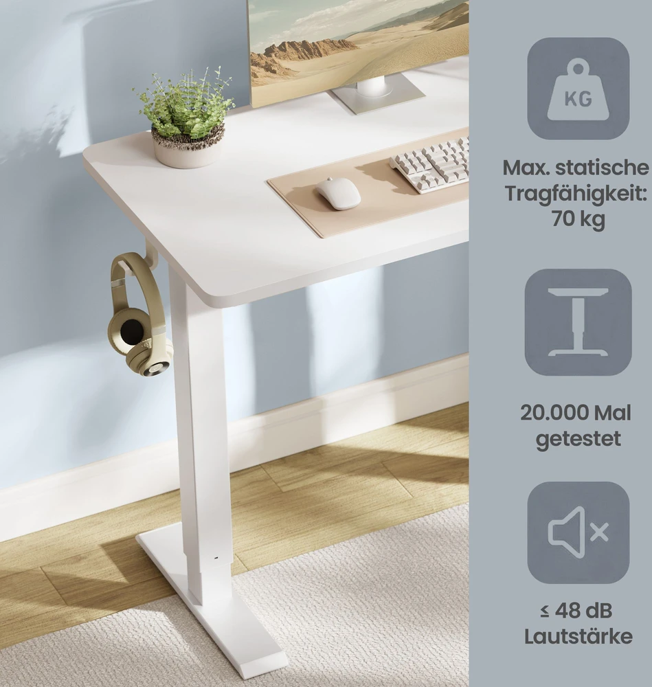 Songmics Reguliuojamo aukščio stalas 80 x 50 cm