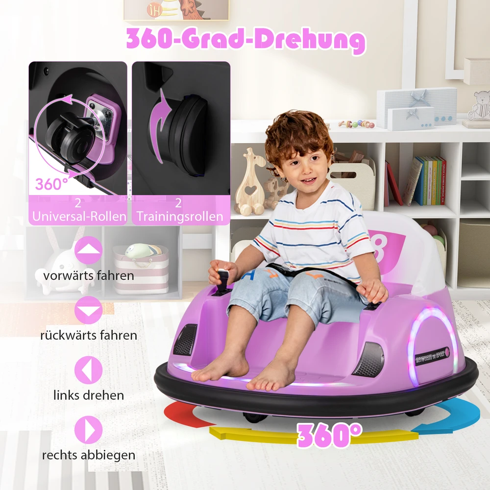 Elektrinis smūginis automobilis rožinis