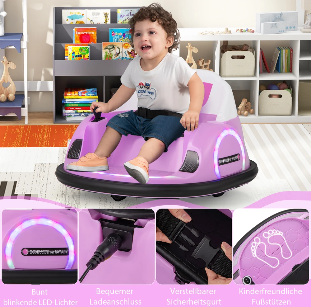 Elektrinis smūginis automobilis rožinis