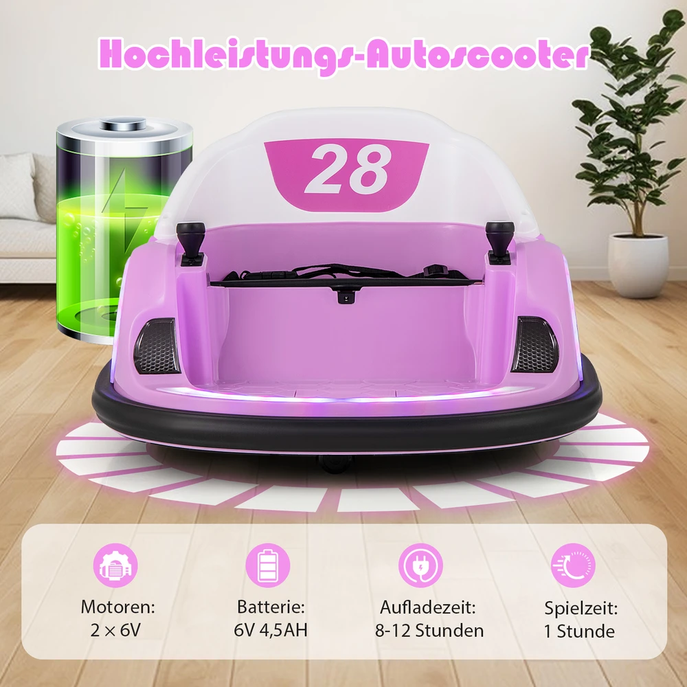 Elektrinis smūginis automobilis rožinis