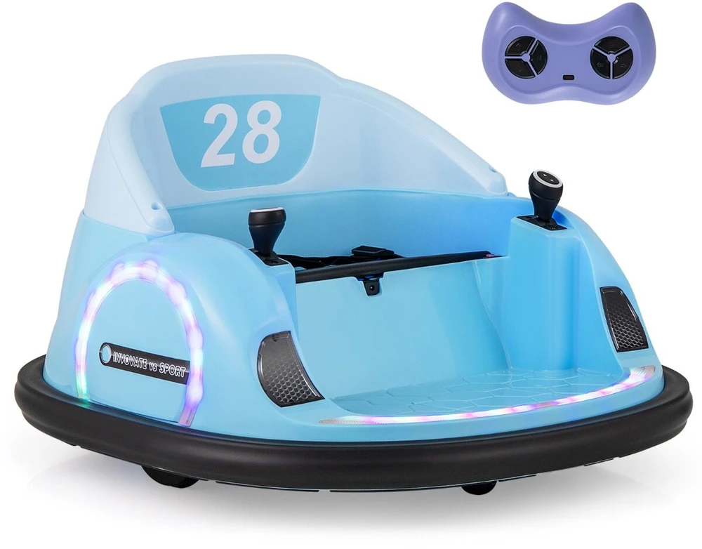 Elektrinis susidūrimo automobilis su nuotolinio valdymo pultu ir 360° apsisukimu, mėlynas, 66,5 × 64,5 × 39 cm