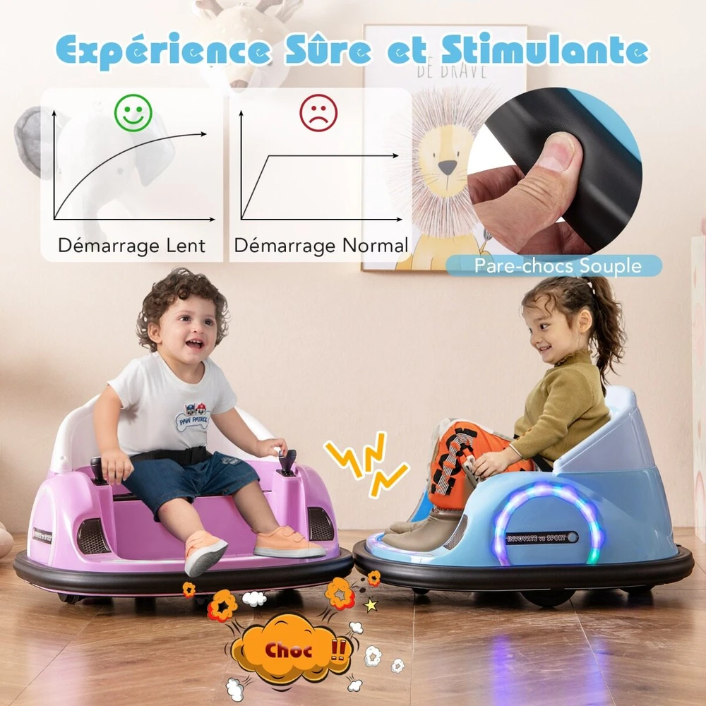 Elektrinis susidūrimo automobilis su nuotolinio valdymo pultu ir 360° apsisukimu, mėlynas, 66,5 × 64,5 × 39 cm
