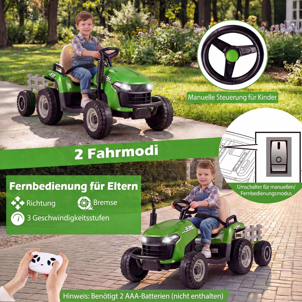 Elektrinis traktorius žalias