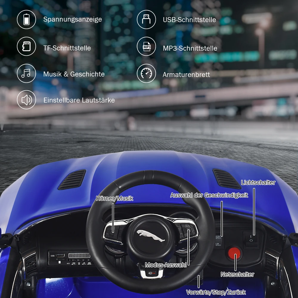 Elektrinis vaikiškas automobilis tamsiai mėlynas