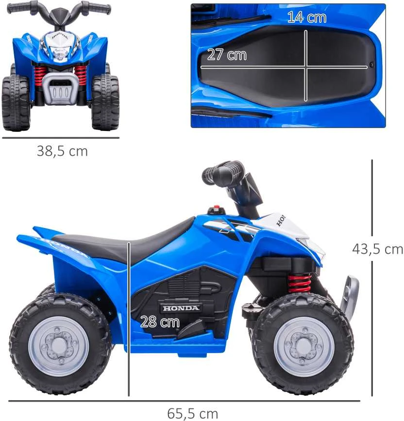AIYAPLAY elektrinis keturratis, mini keturratis, elektrinis ATV vaikams, vaikiškas keturratis su LED šviesomis ir garsiniu signalu, vaikiškas motociklas, transporto priemonė vaikams, elektrinis automobilis vaikams nuo 18 mėnesių, metalinis, mėlynas, 65,5 x 38,5 x 43,5 cm