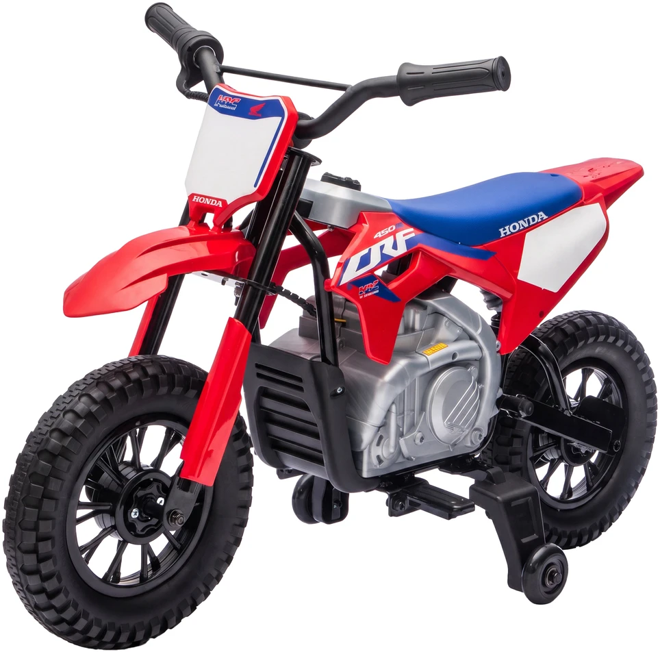 Elektrinis vaikiškas motociklas su licencijuotu HONDA CRF 450R dizainu ir 35 W varikliu, raudonas / mėlynas, 104 × 55 × 67 cm