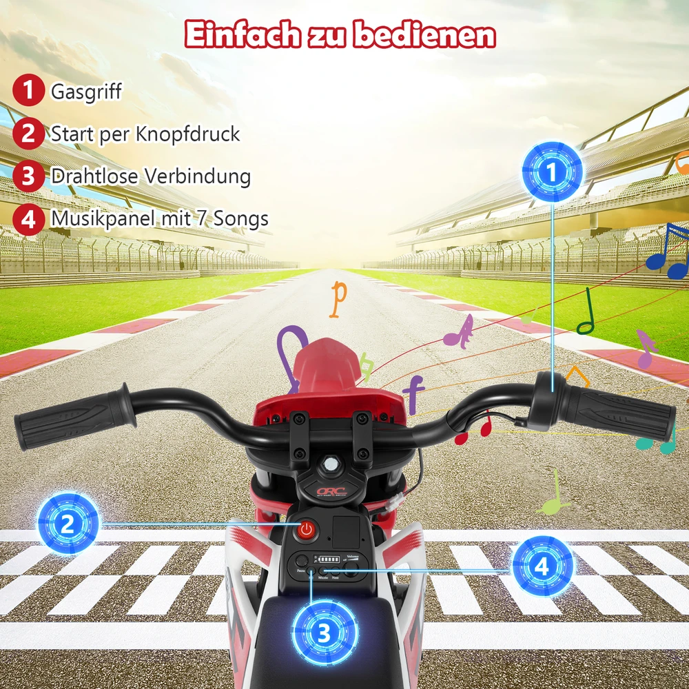 Elektrinis vaikų motociklas 12V raudonas
