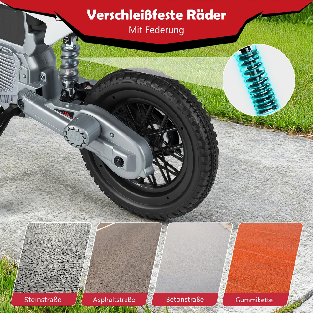 Elektrinis vaikų motociklas 12V raudonas