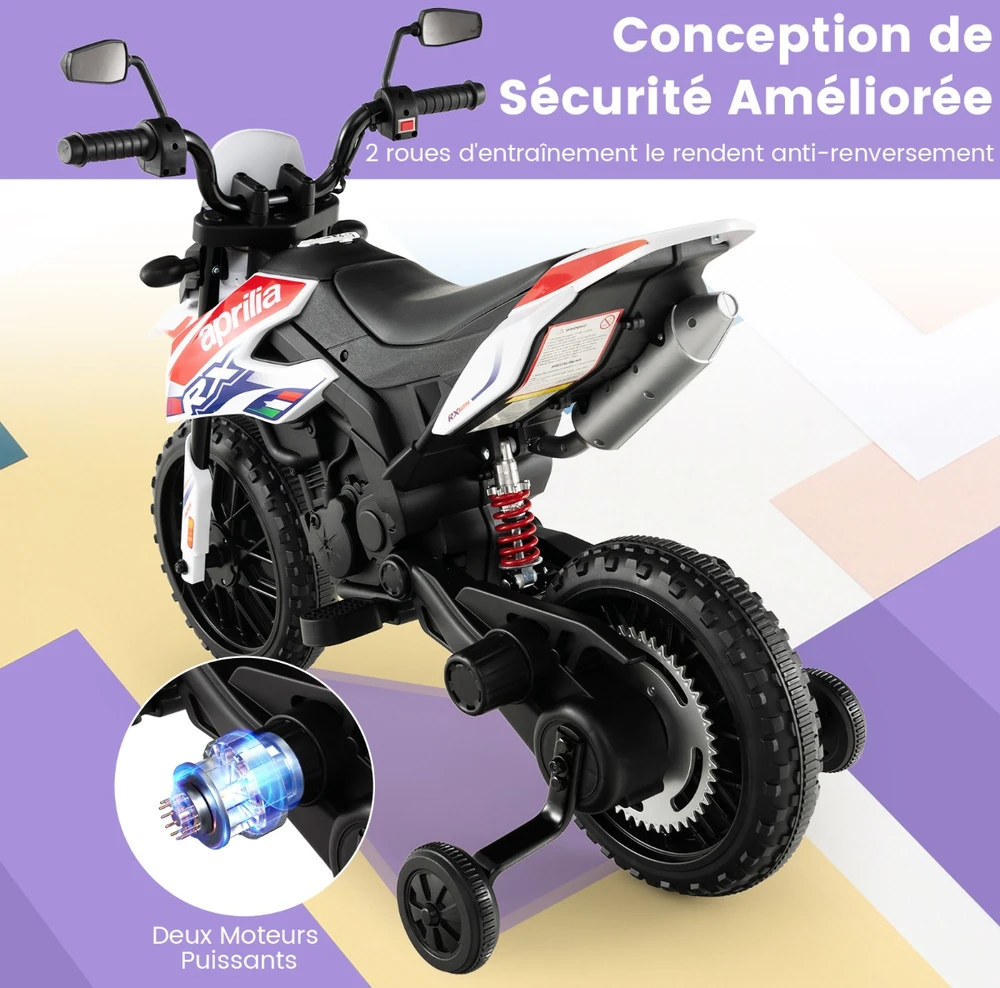 Elektrinis vaikų motociklas Baltas
