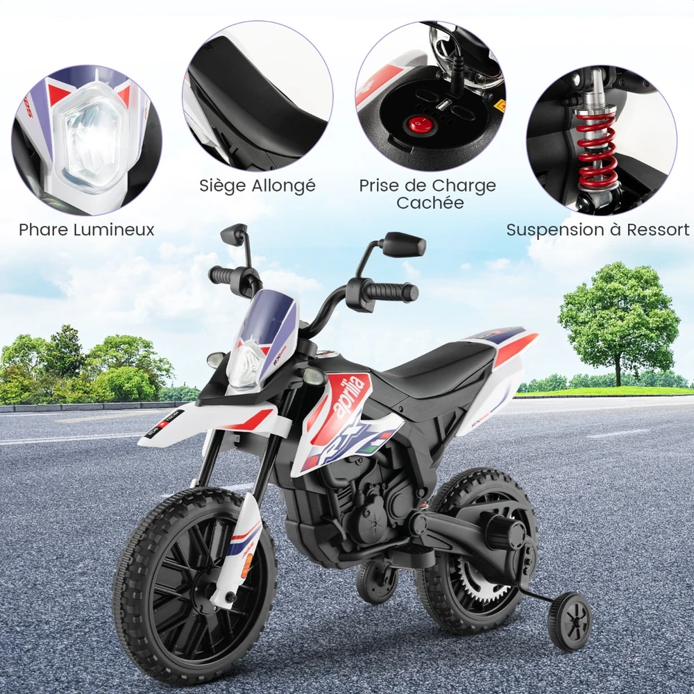 Elektrinis vaikų motociklas Baltas