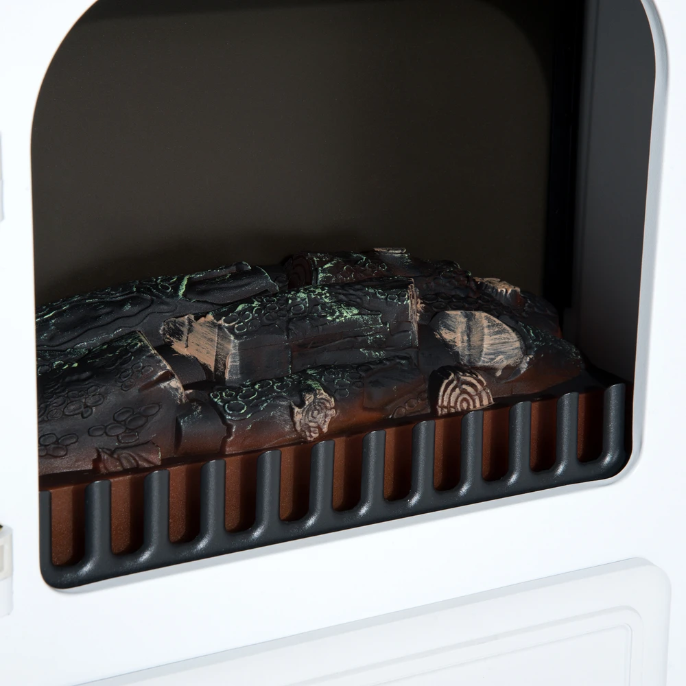 HOMCOM Elektrinis židinys Liepsnos efektas 950/1850 W Apsauga nuo perkaitimo Balta 41,5 x 28 x 54,8 cm