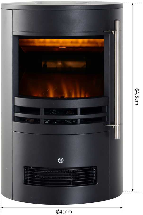 HOMCOM LED elektrinis židinys su liepsnos efektu 900/2000W 41x41x64,5cm