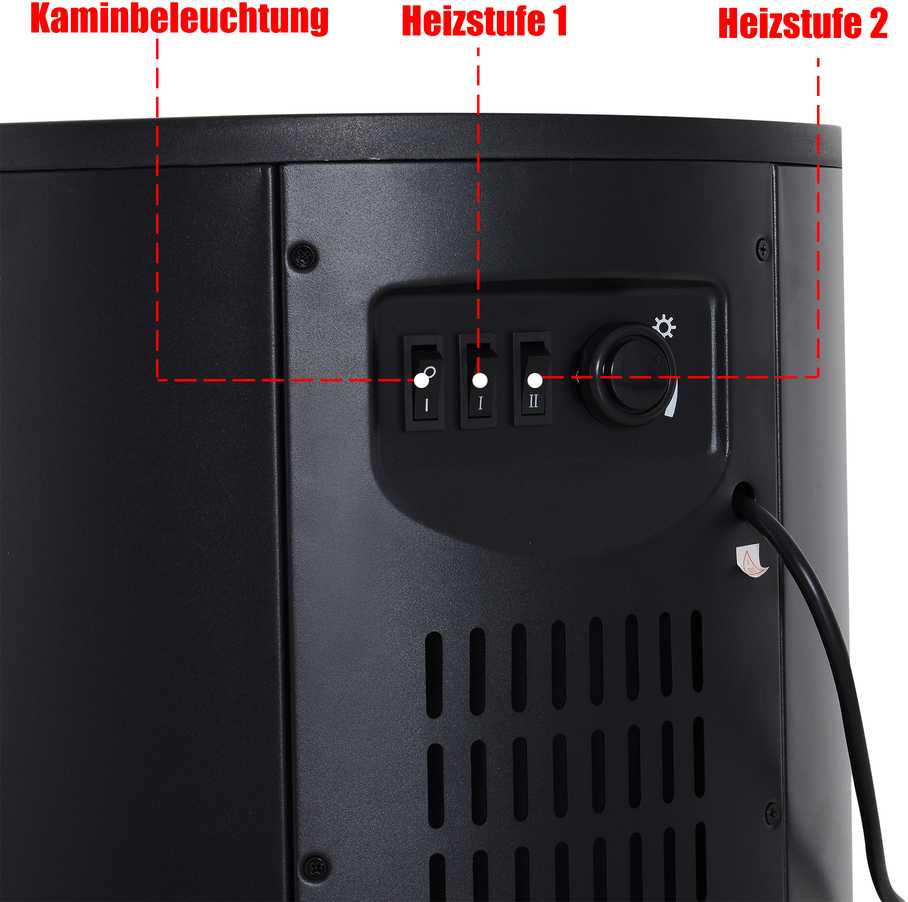 HOMCOM LED elektrinis židinys su liepsnos efektu 900/2000W 41x41x64,5cm