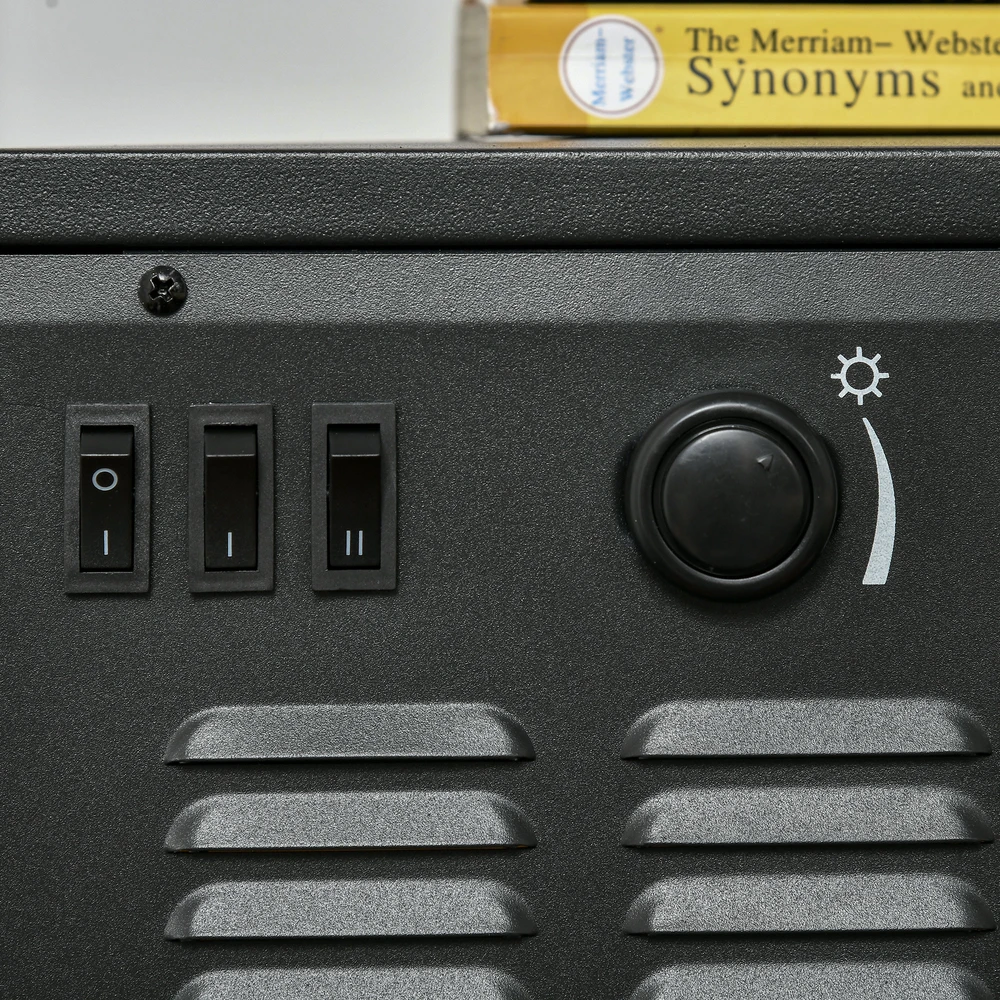 HOMCOM LED elektrinis židinys Stovintis židinys Krosnelė su liepsnos efektu 1000/2000W Vidinis šildymas Dekoratyvinis židinys 2 šildymo lygiai Plienas Juodas 44,5 x 32 x 74 cm