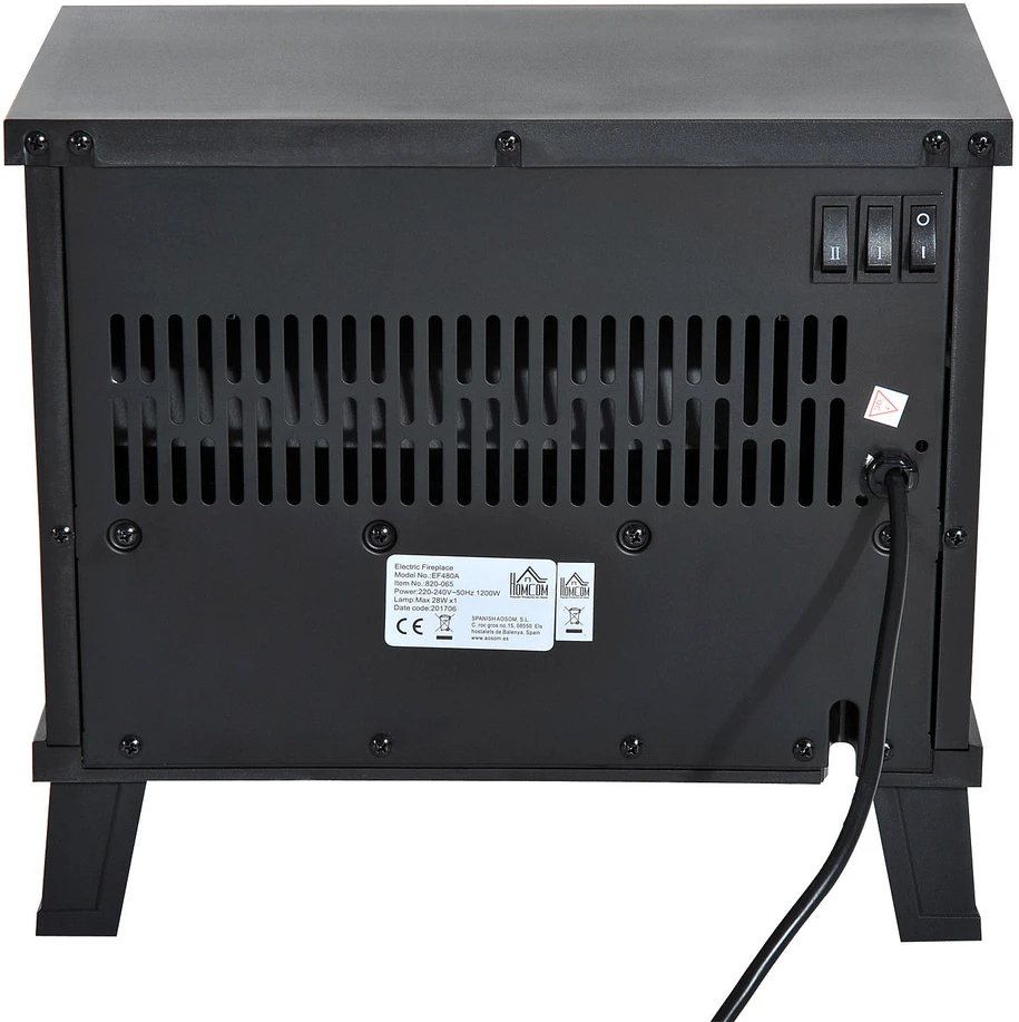 Homcom Elektrinis židinys 600/1200W, juoda, 34x17x31 cm