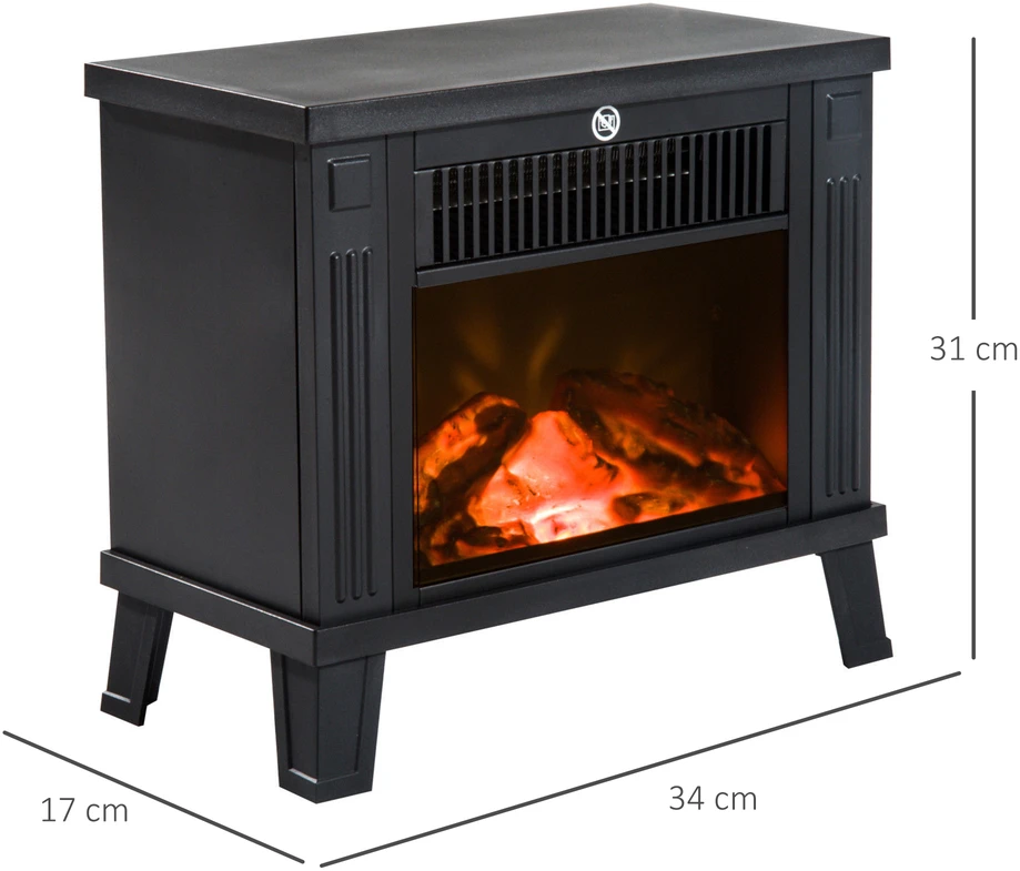 Homcom Elektrinis židinys 600/1200W, juoda, 34x17x31 cm