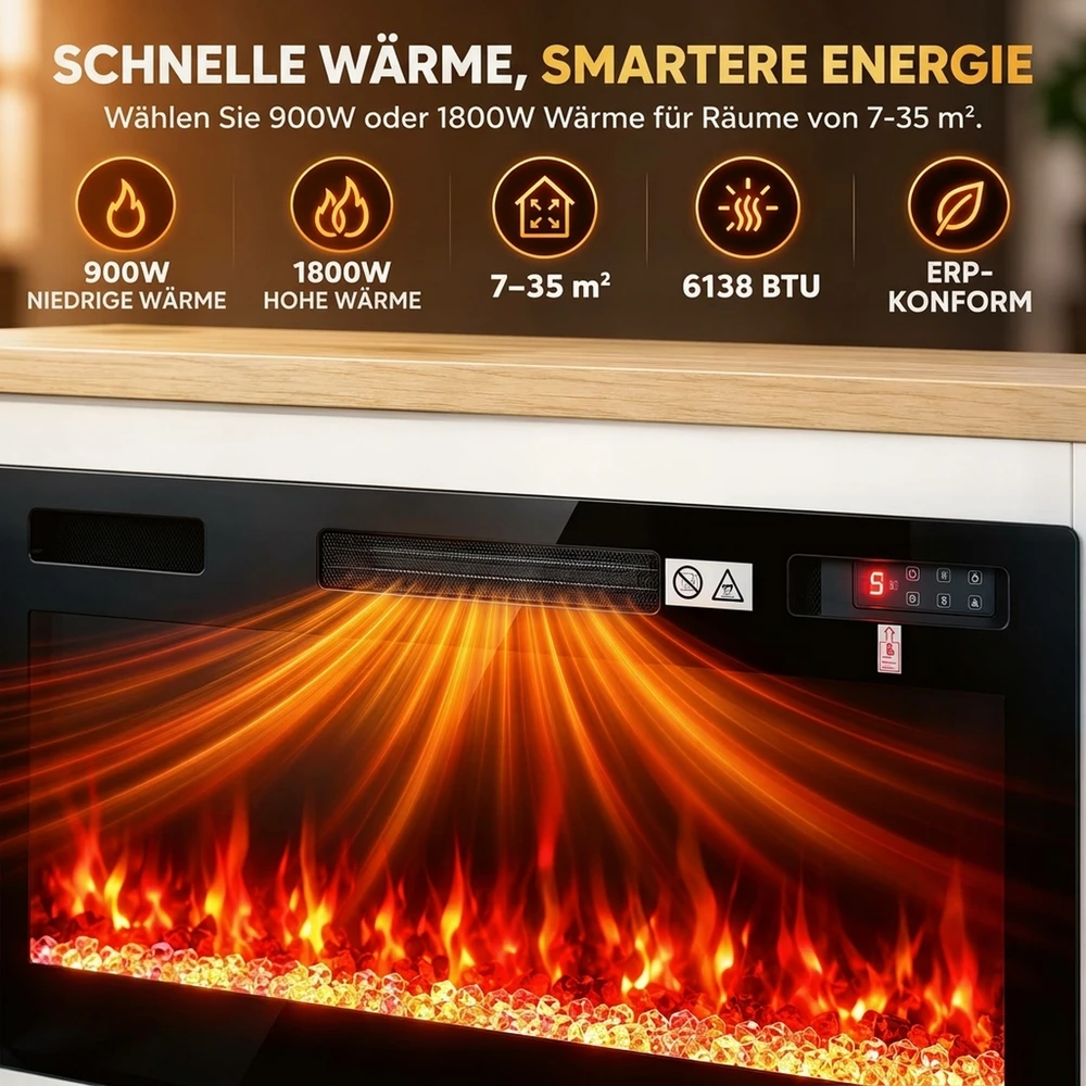 Elektrinis židinys su TV spintele, baltas, 114 × 30 × 60 cm