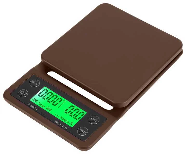 Virtuvinės svarstyklės Elektroninės virtuvės svarstyklės kavos ruošimui su stoperiu 5kg 0,1g