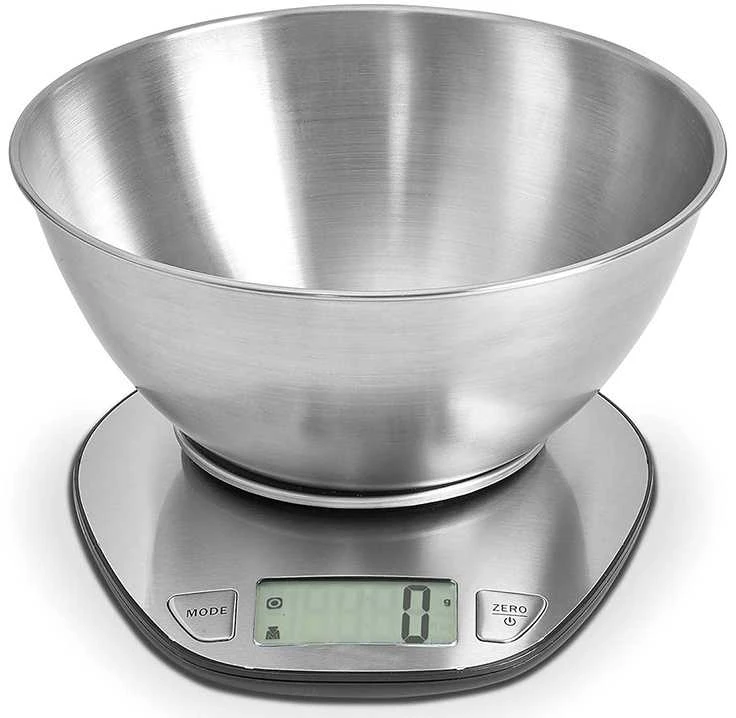 Elektroninės virtuvinės svarstyklės su metaline dubeniu 5kg/1 g
