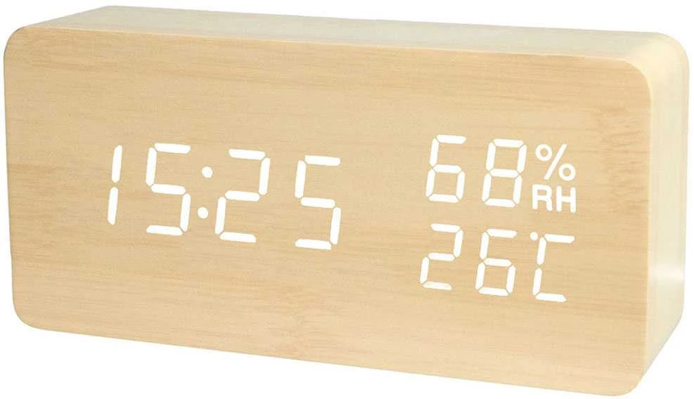 Elektroninis laikrodis su termometru ir higrometru, 15x7x4 cm