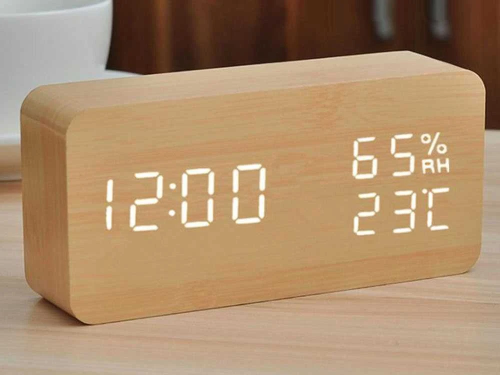 Elektroninis laikrodis su termometru ir higrometru, 15x7x4 cm