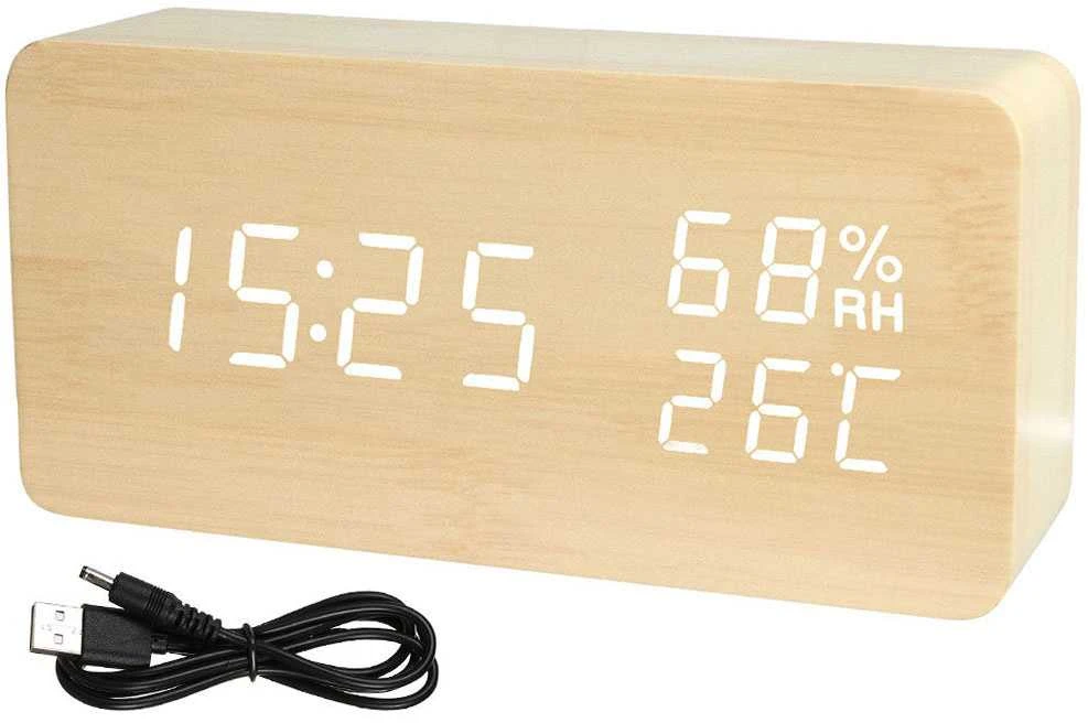 Elektroninis laikrodis su termometru ir higrometru, 15x7x4 cm