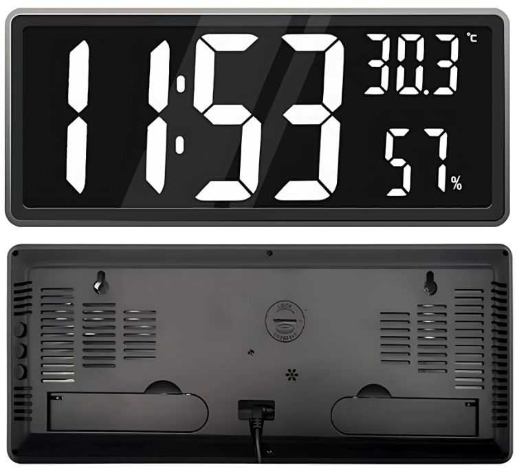 Elektroninis laikrodis-žadintuvas su LED ekranu, 15x35 cm, juodas