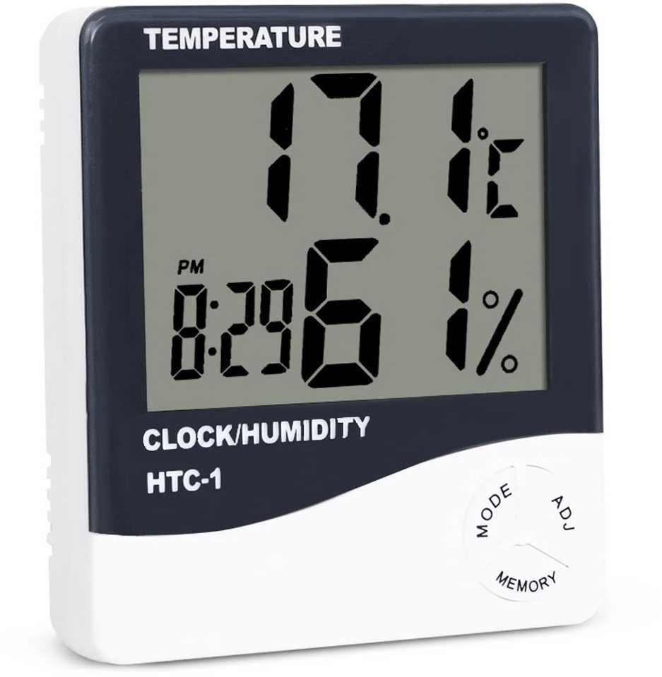 Elektroninis LCD termometras su laikrodžiu ir data