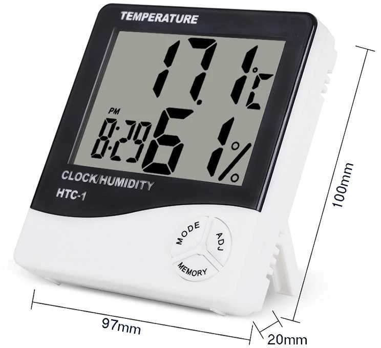 Elektroninis LCD termometras su laikrodžiu ir data