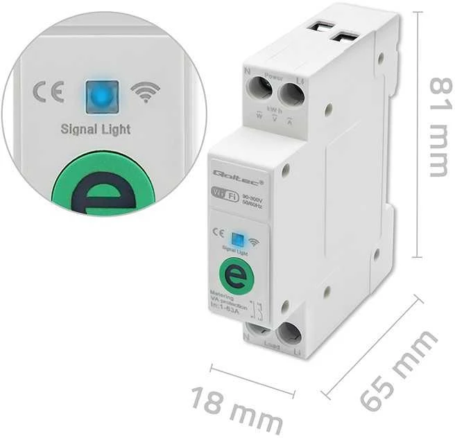 Elektros skaitiklis Qoltec 63A relė
