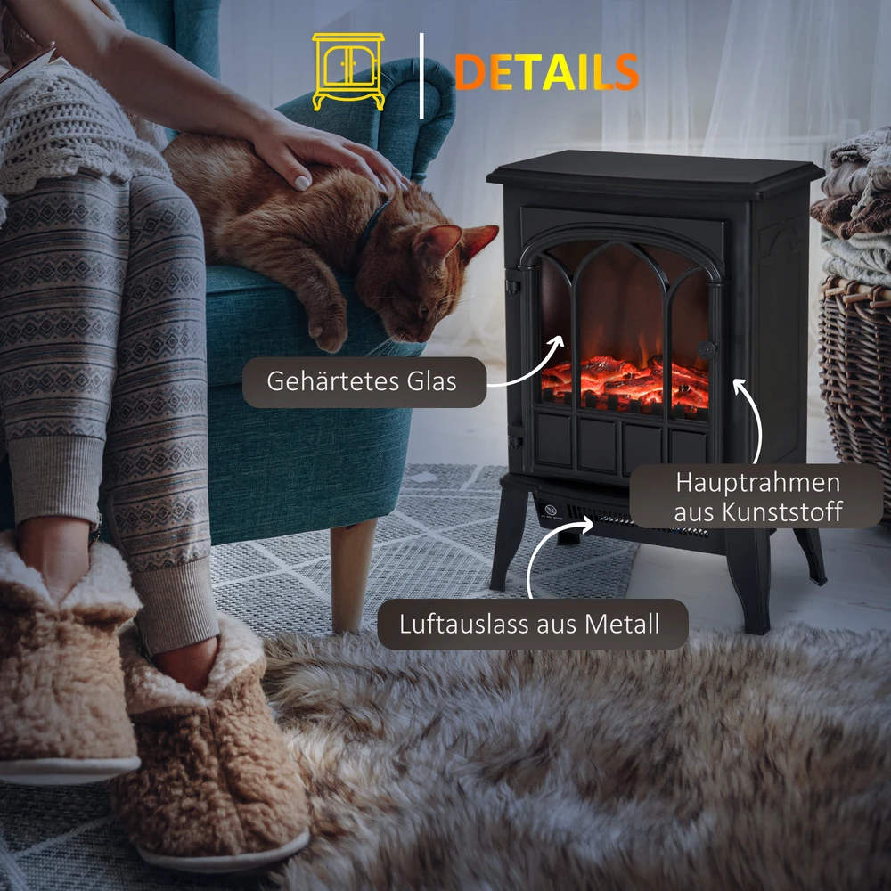 Homcom Elektrinis židinys su LED liepsnos efektu, 2000W