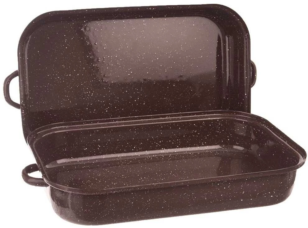 Orion Kepimo indas emaliuota su dangčiu stačiakampio formos BROWN 14 l, 46x27,5 cm