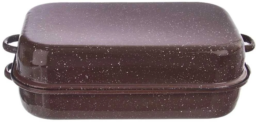 Orion Kepimo indas emaliuota su dangčiu stačiakampio formos BROWN 14 l, 46x27,5 cm