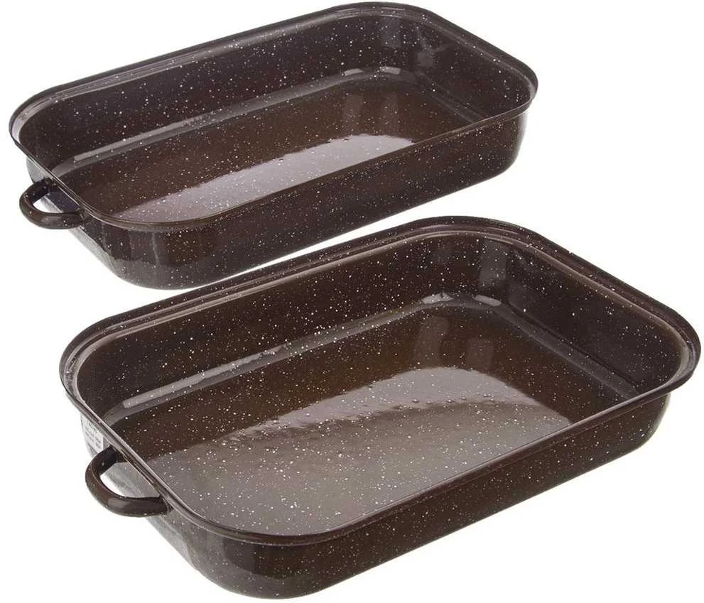 Orion Kepimo indas emaliuota su dangčiu stačiakampio formos BROWN 14 l, 46x27,5 cm